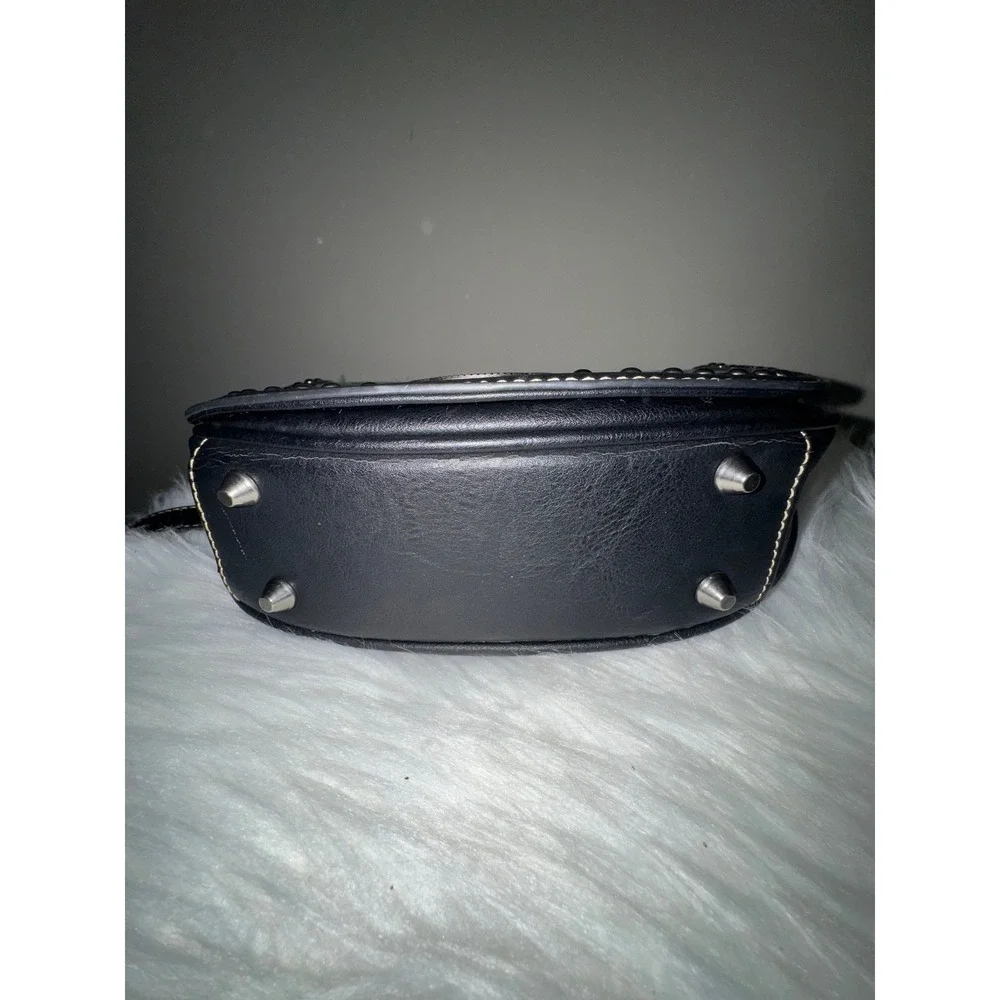 Trinity Ranch Western Tooled Faux‎ Leather Crossbody Bag Turquoise Black Studded